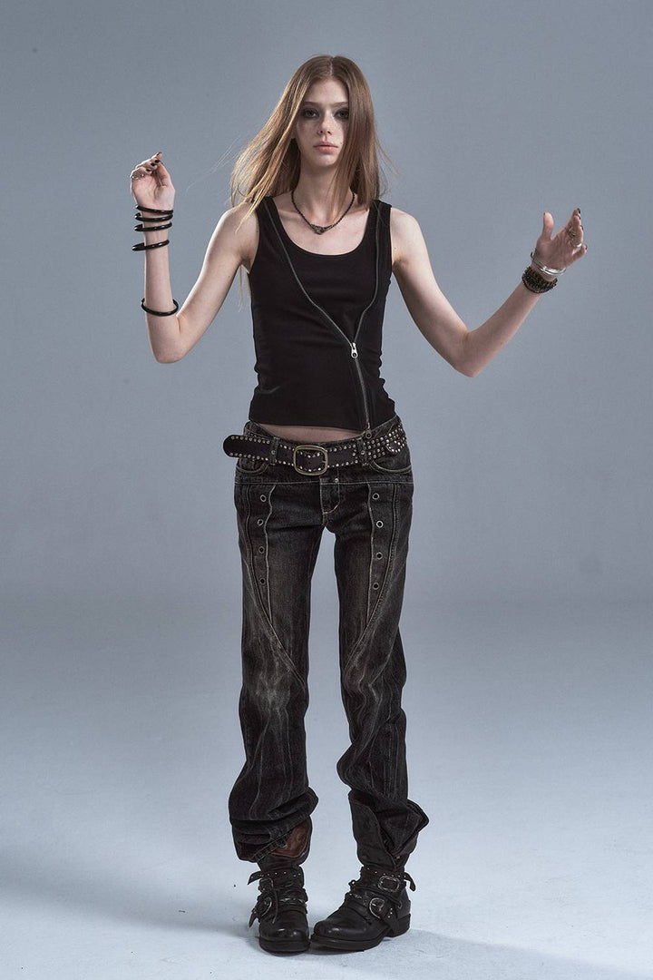 Asymmetric Zip Tank Top