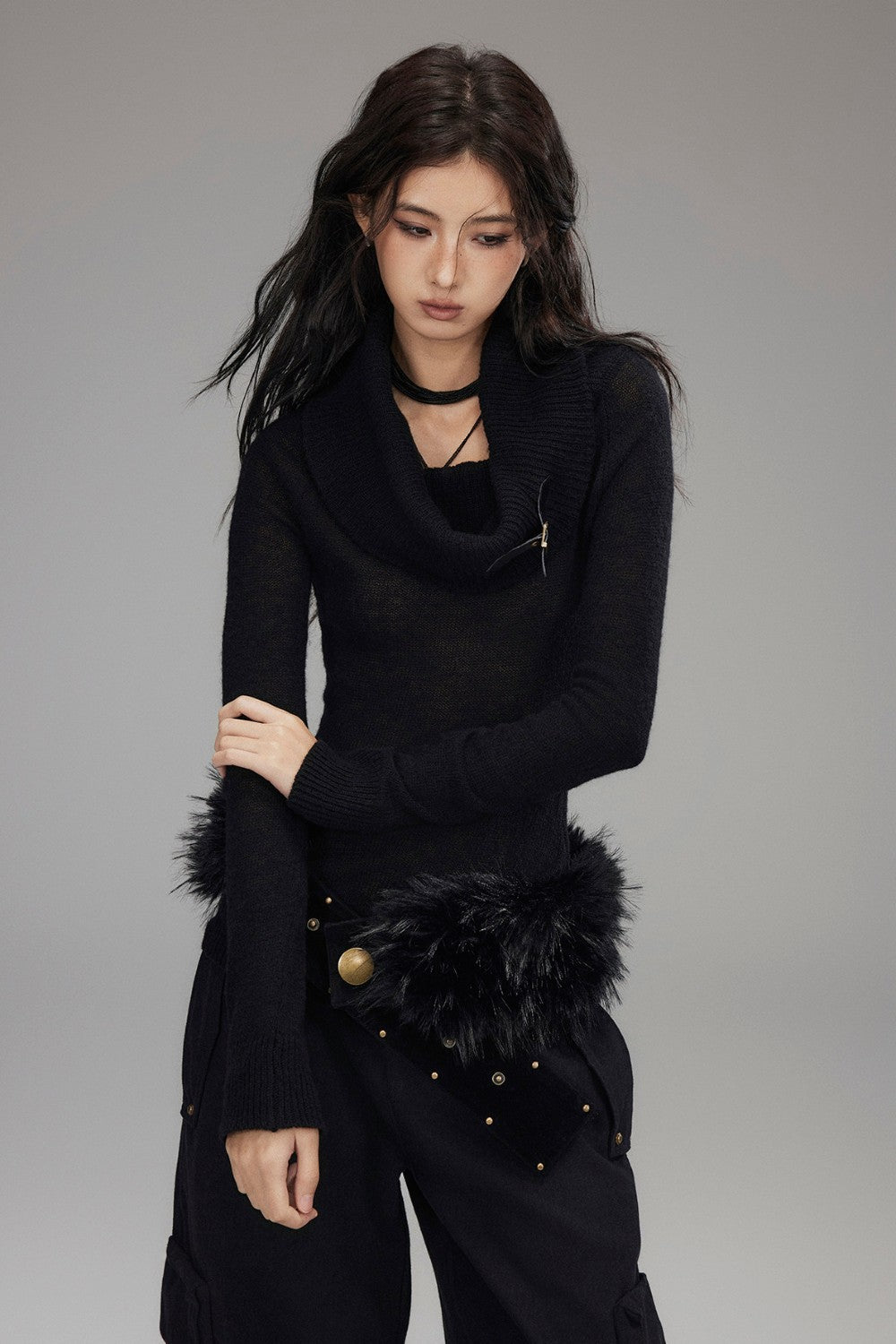 Off Shoulder Buckle Sweater