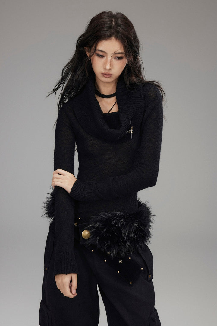 Off Shoulder Buckle Sweater