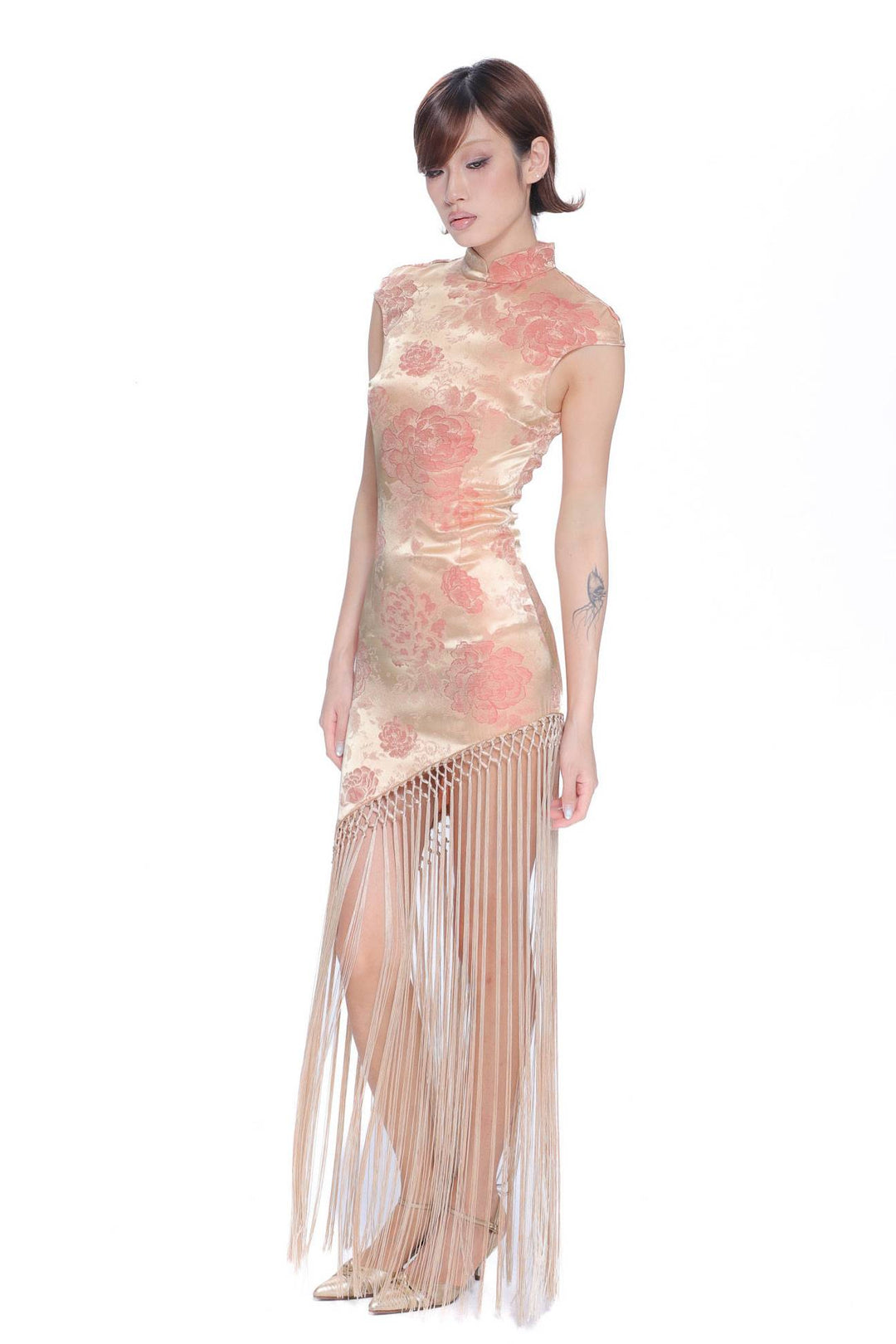 Floral Jacquard Fringe Dress