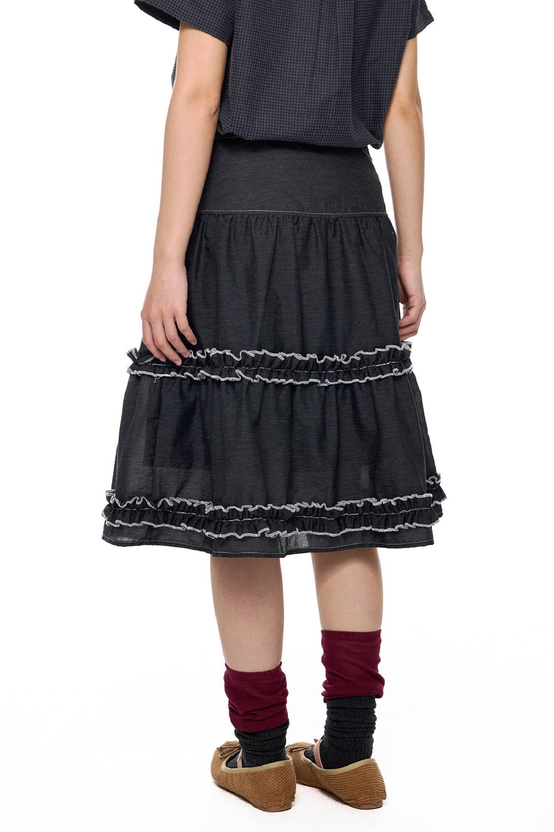 Layered Frill Midi Skirt