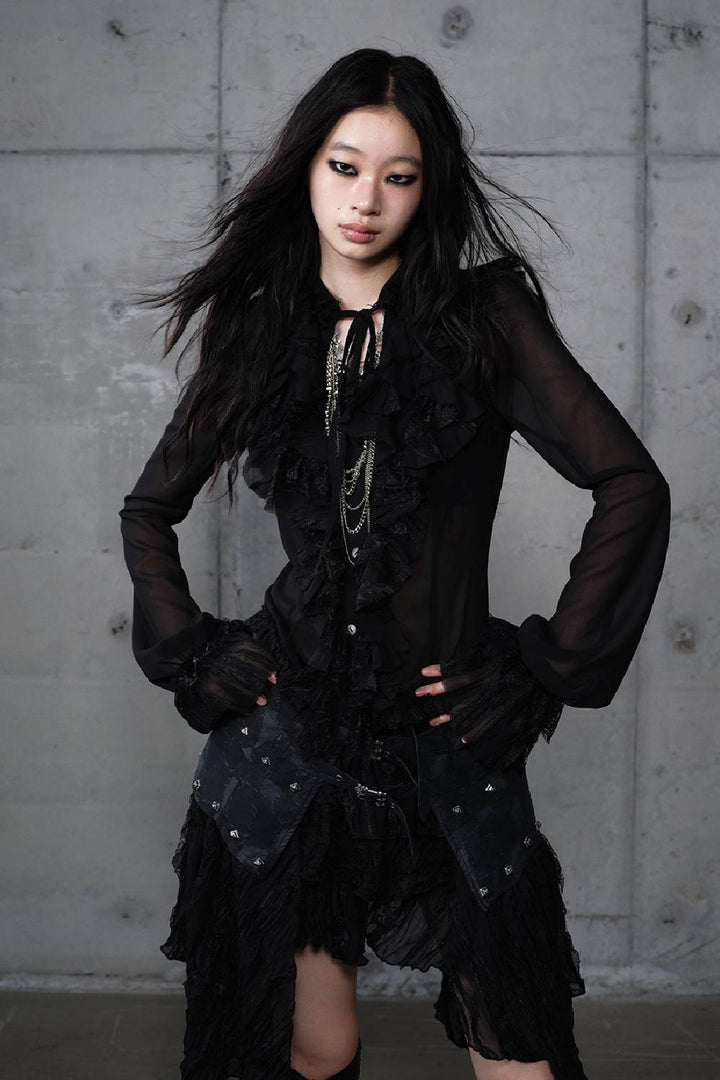 Vintage Ruffle Chiffon Blouse