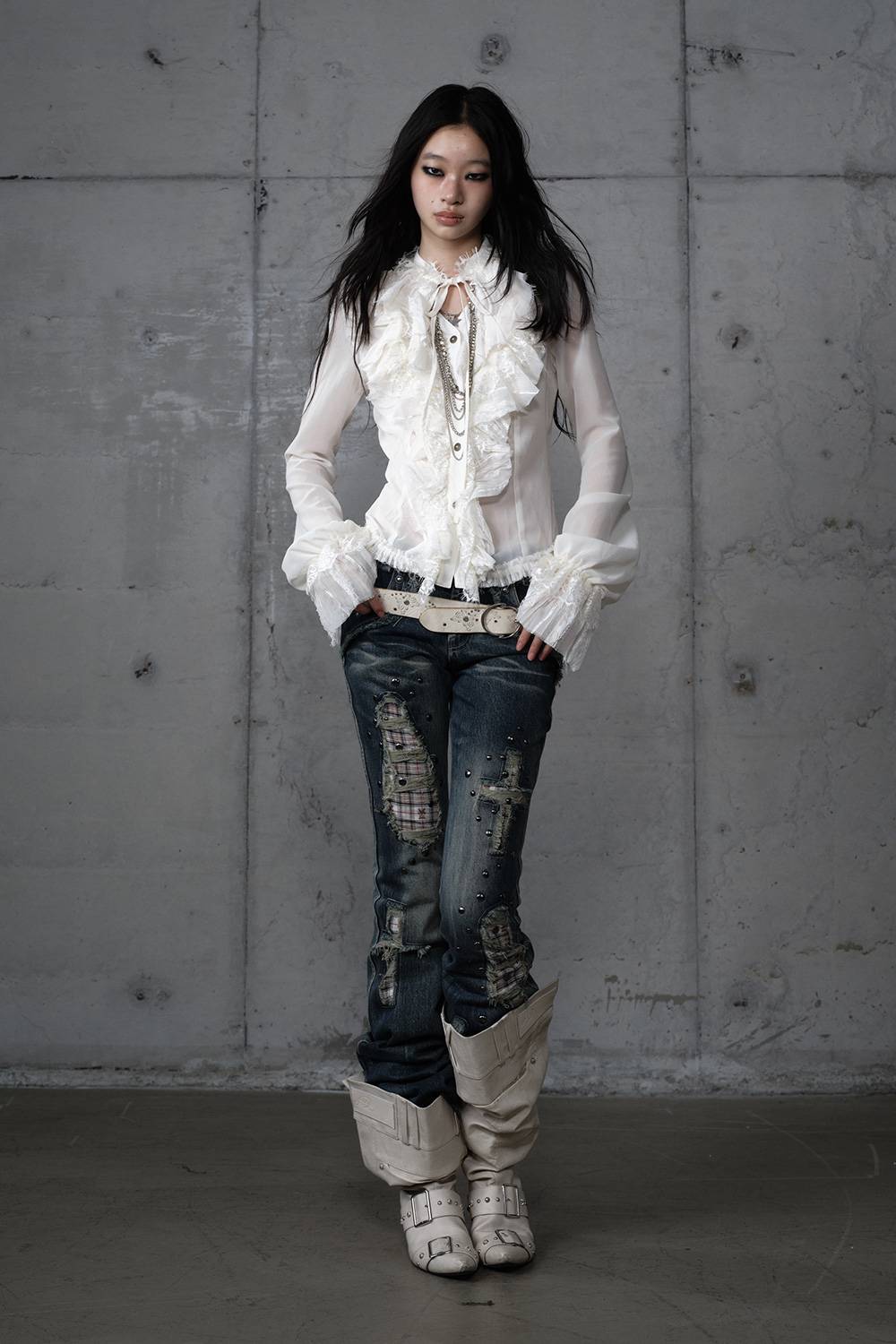 Vintage Ruffle Chiffon Blouse