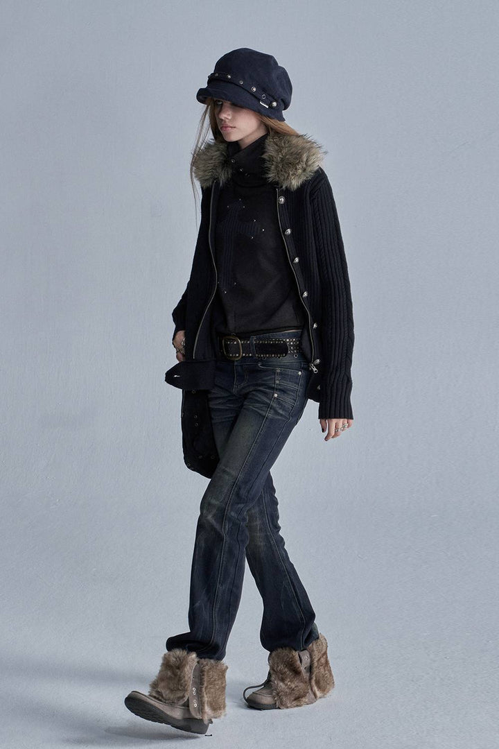 Faux Fur Knit Jacket
