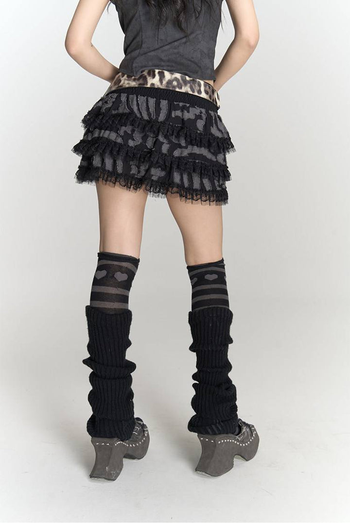 Tiered Mesh Mini Skirt