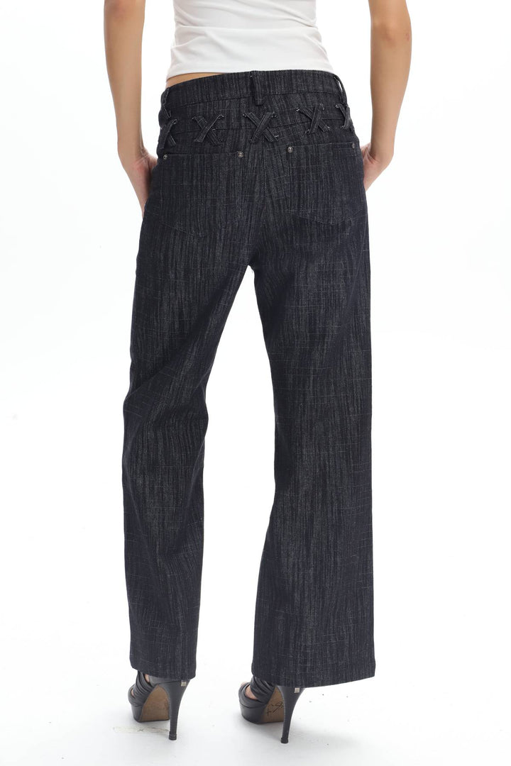 Eyelet Detail Straight Jeans