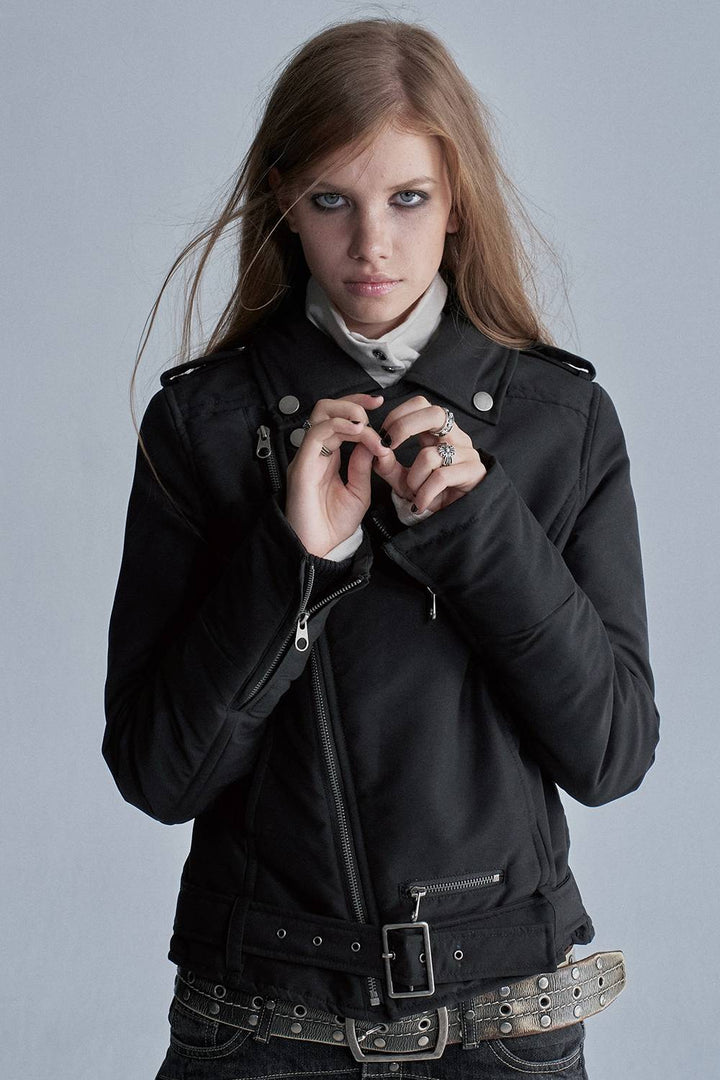 Buckle Detail Biker Jacket