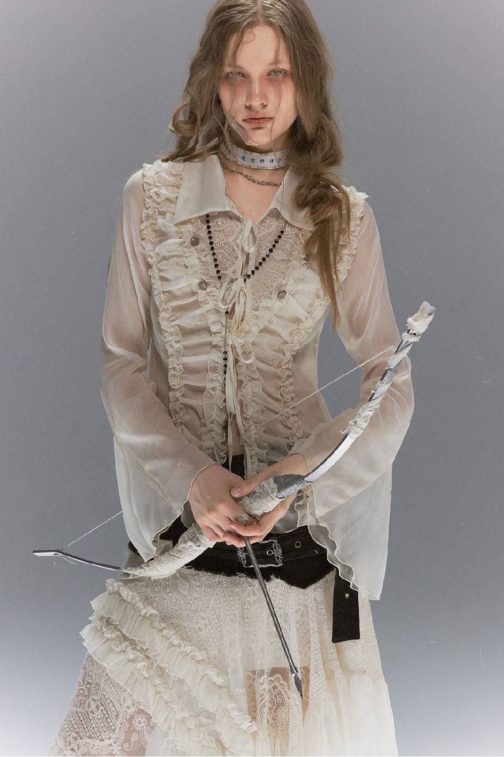 Victorian Lace Chiffon Blouse