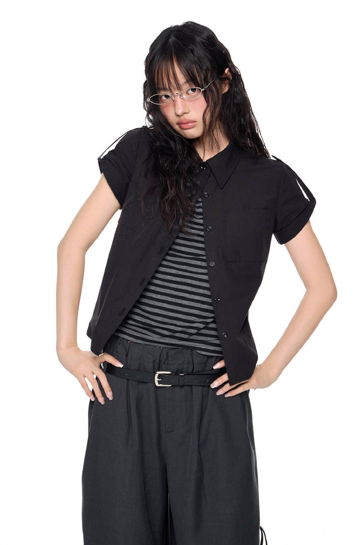 Fitted Cropped Button Shirt