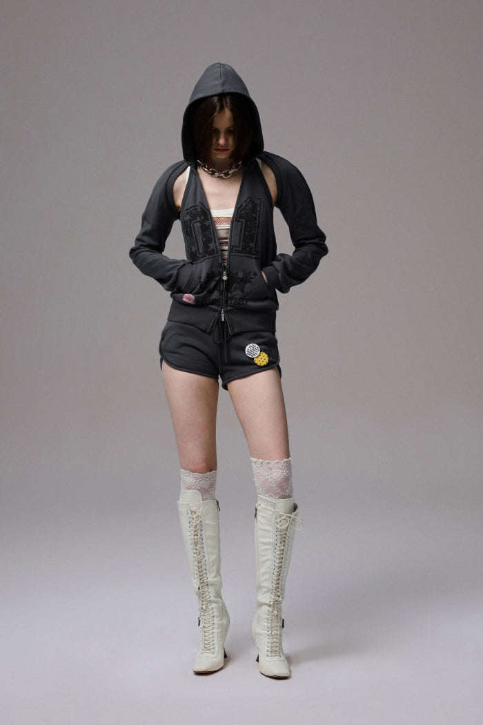 Open-Back Hooded Halter Jacket