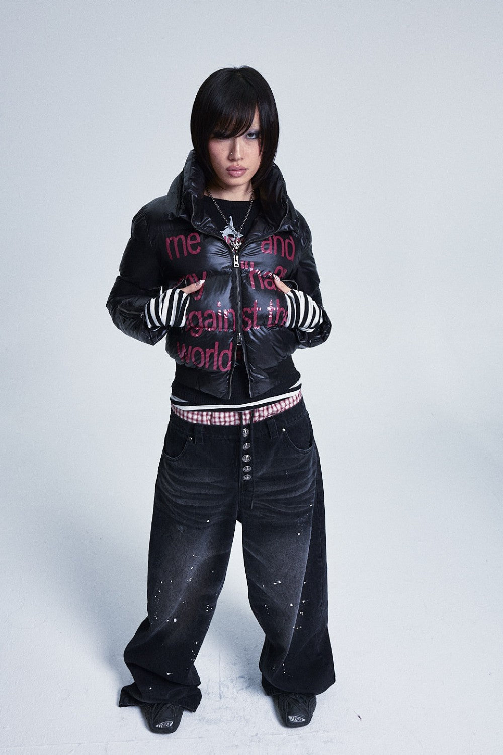 "Against" Graphic Puffer Jacket