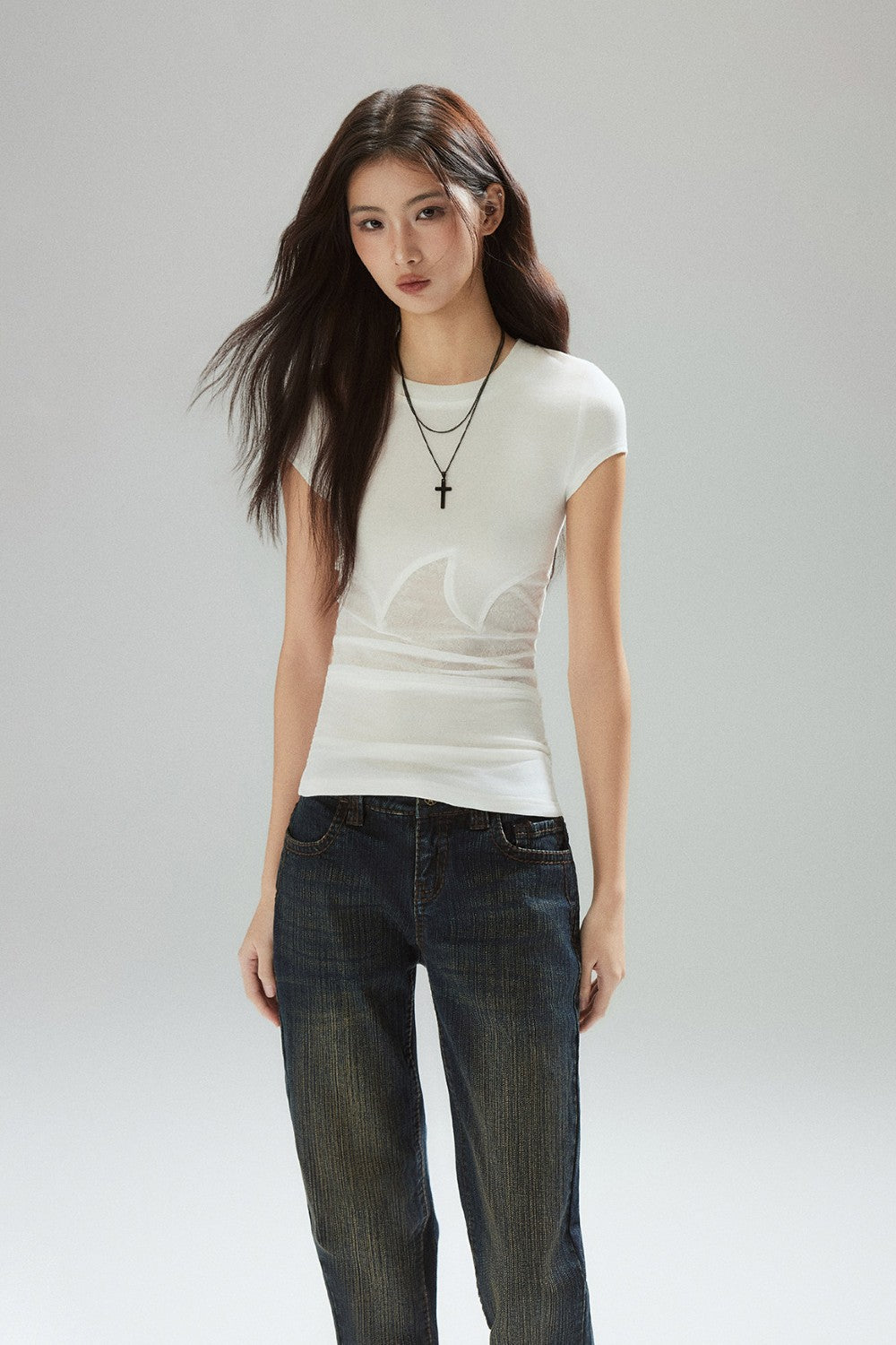 Gia Lace Panel Shortsleeve