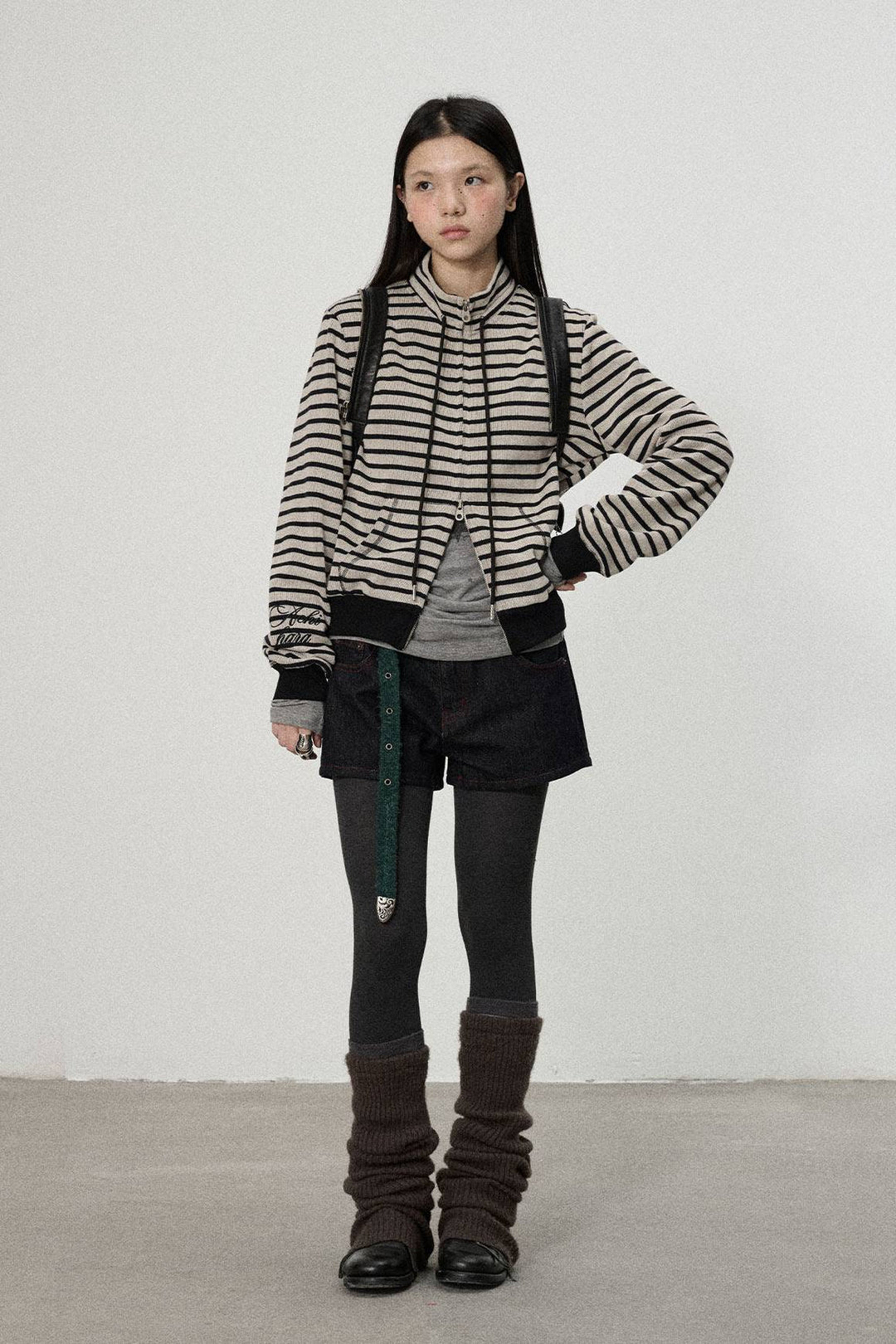 Fitted Striped Zip Jacket