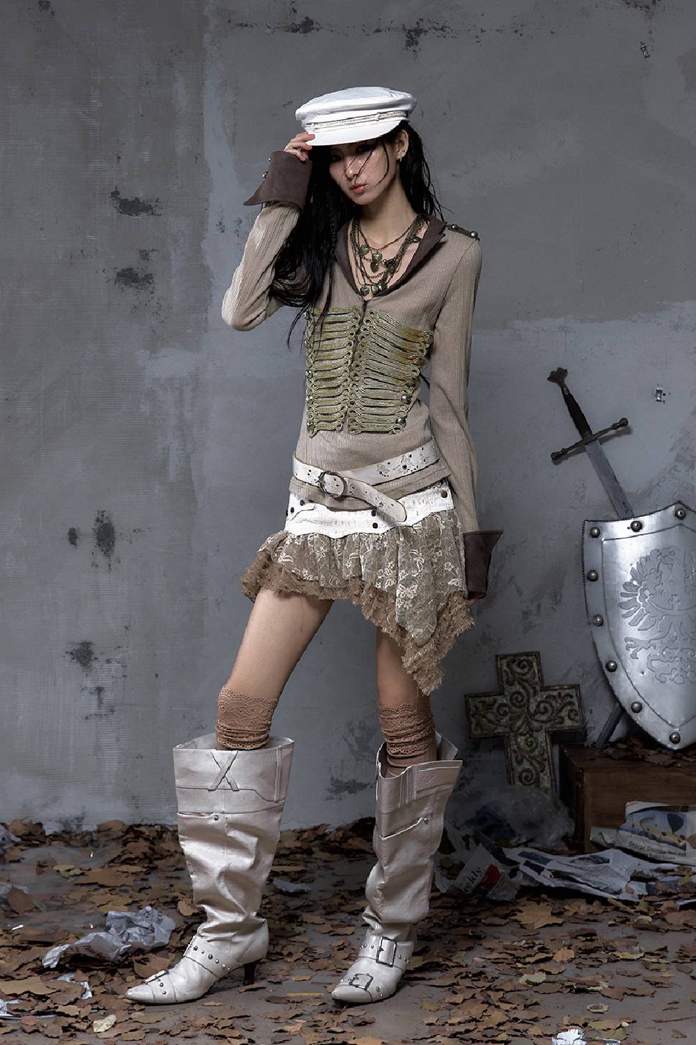 Ribbed Military Knit Top