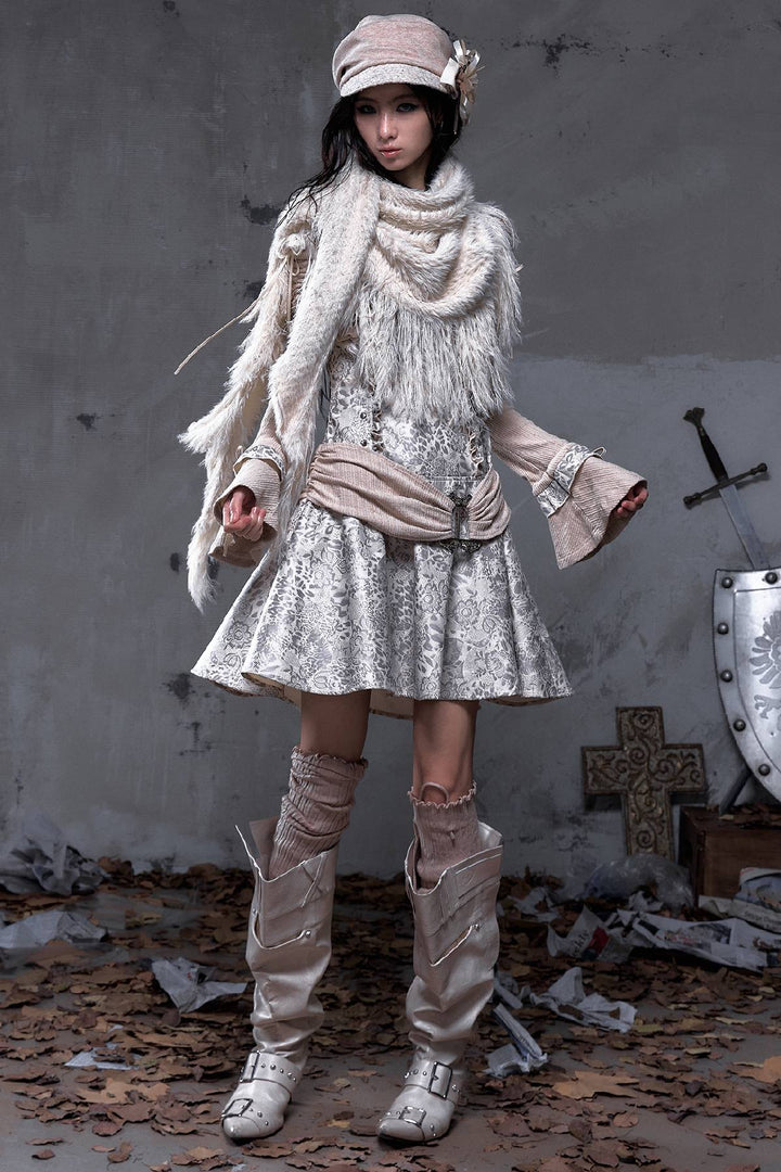 Ribbed Floral Mini Dress