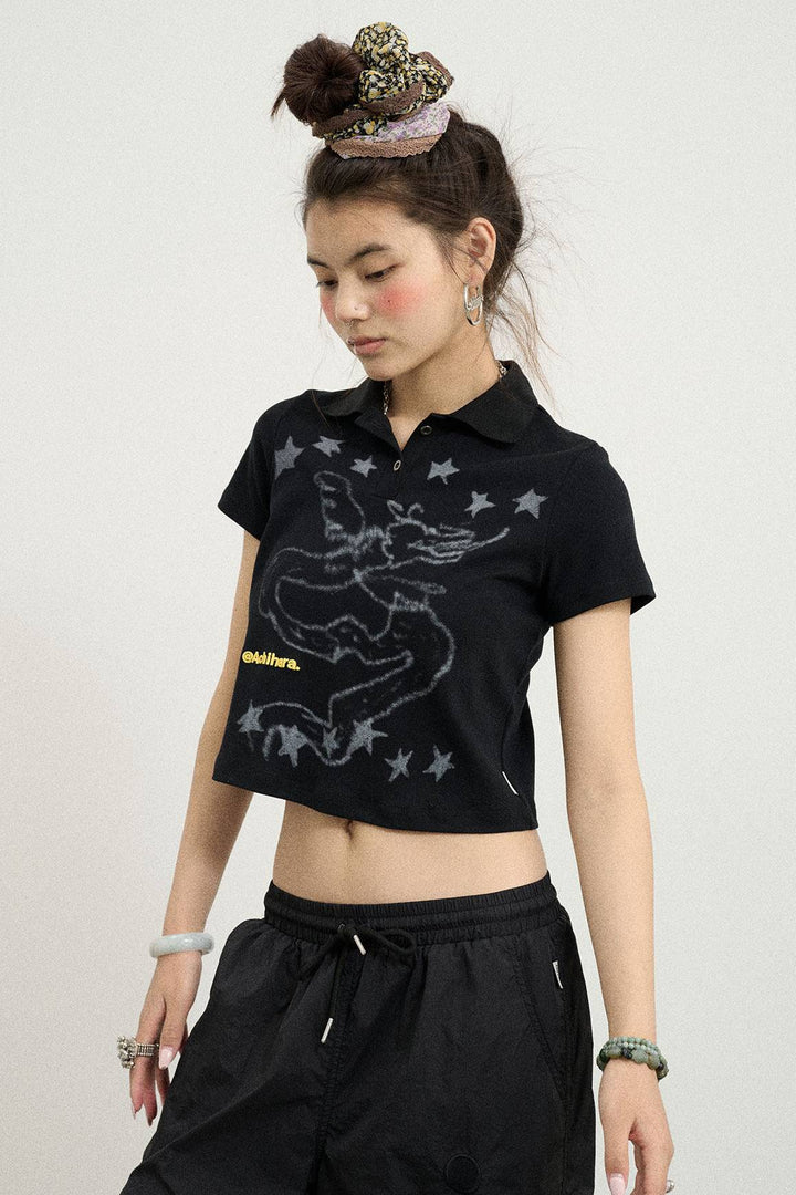 Cropped Angel Polo Shirt