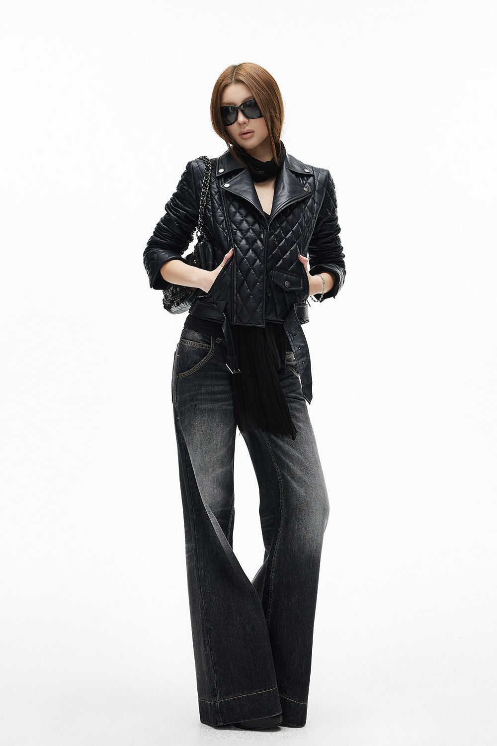 Leather Diamond Puff Jacket