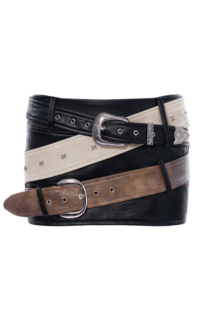 Triple Belt Mini Skirt