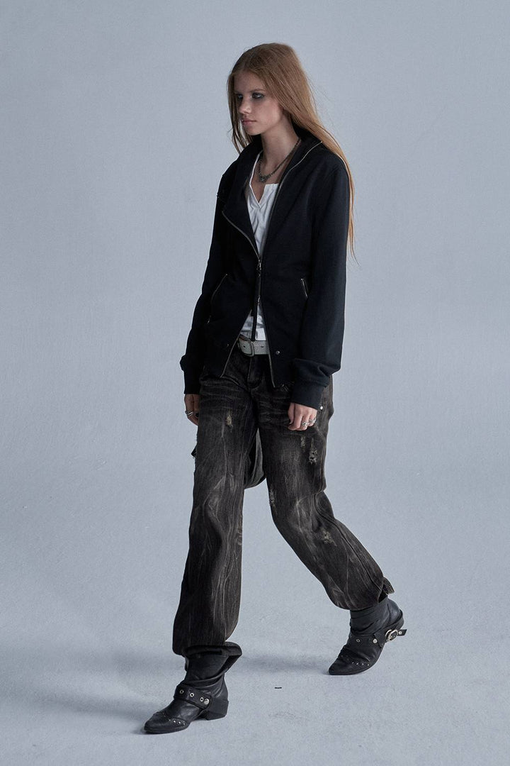 High Collar Zip Jacket