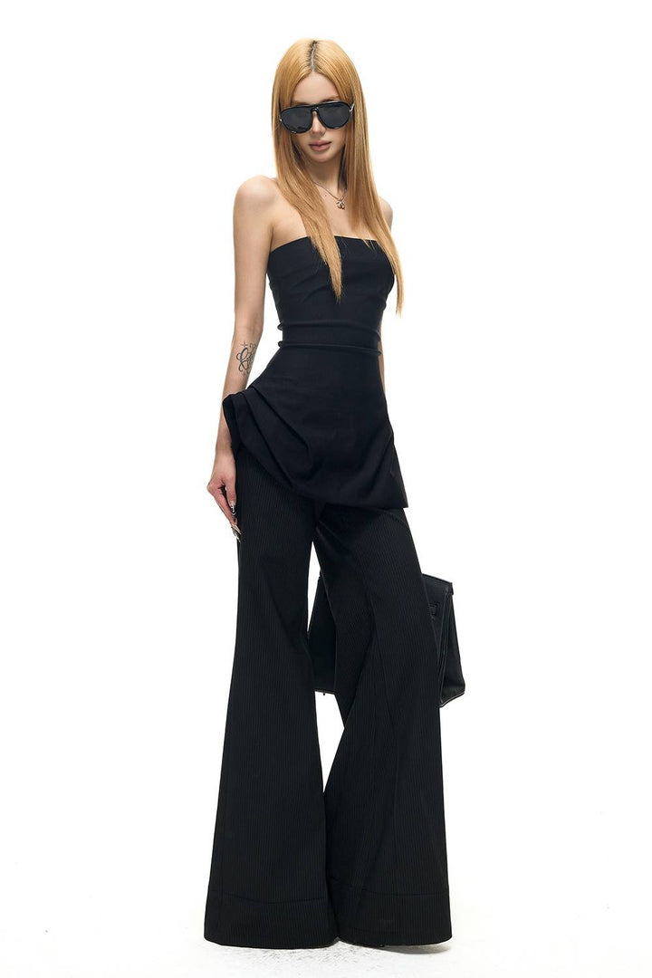 Low Rise Pinstripe Trousers