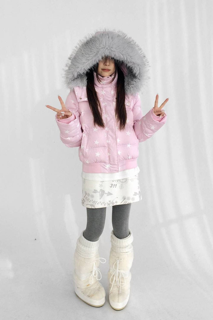 Cropped Star Puffer Jacket