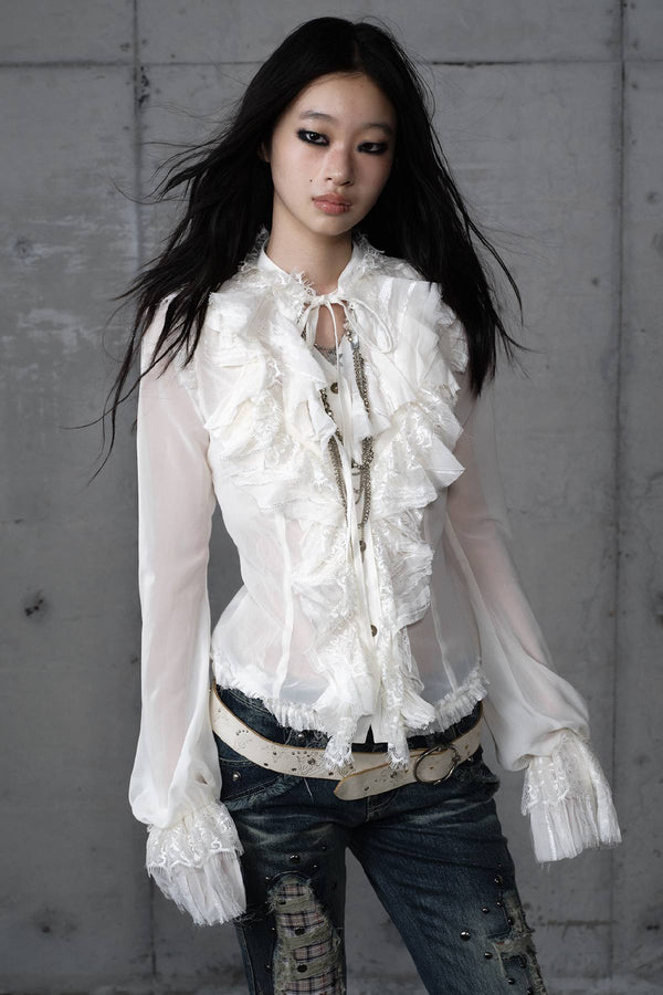 Vintage Ruffle Chiffon Blouse