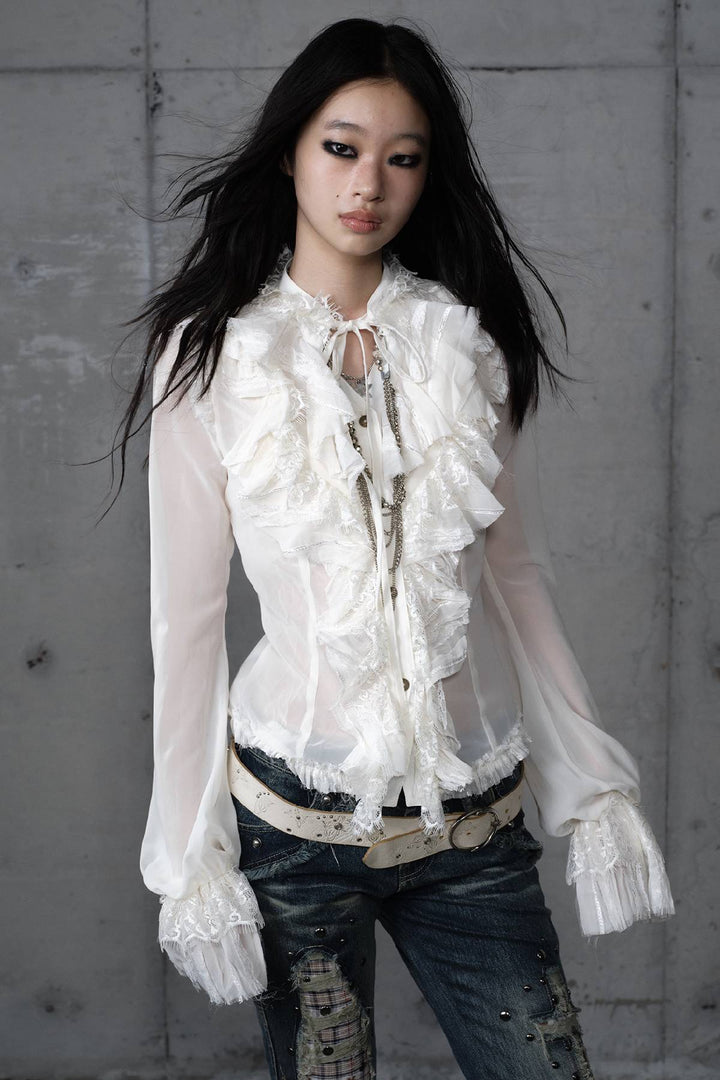 Vintage Ruffle Chiffon Blouse
