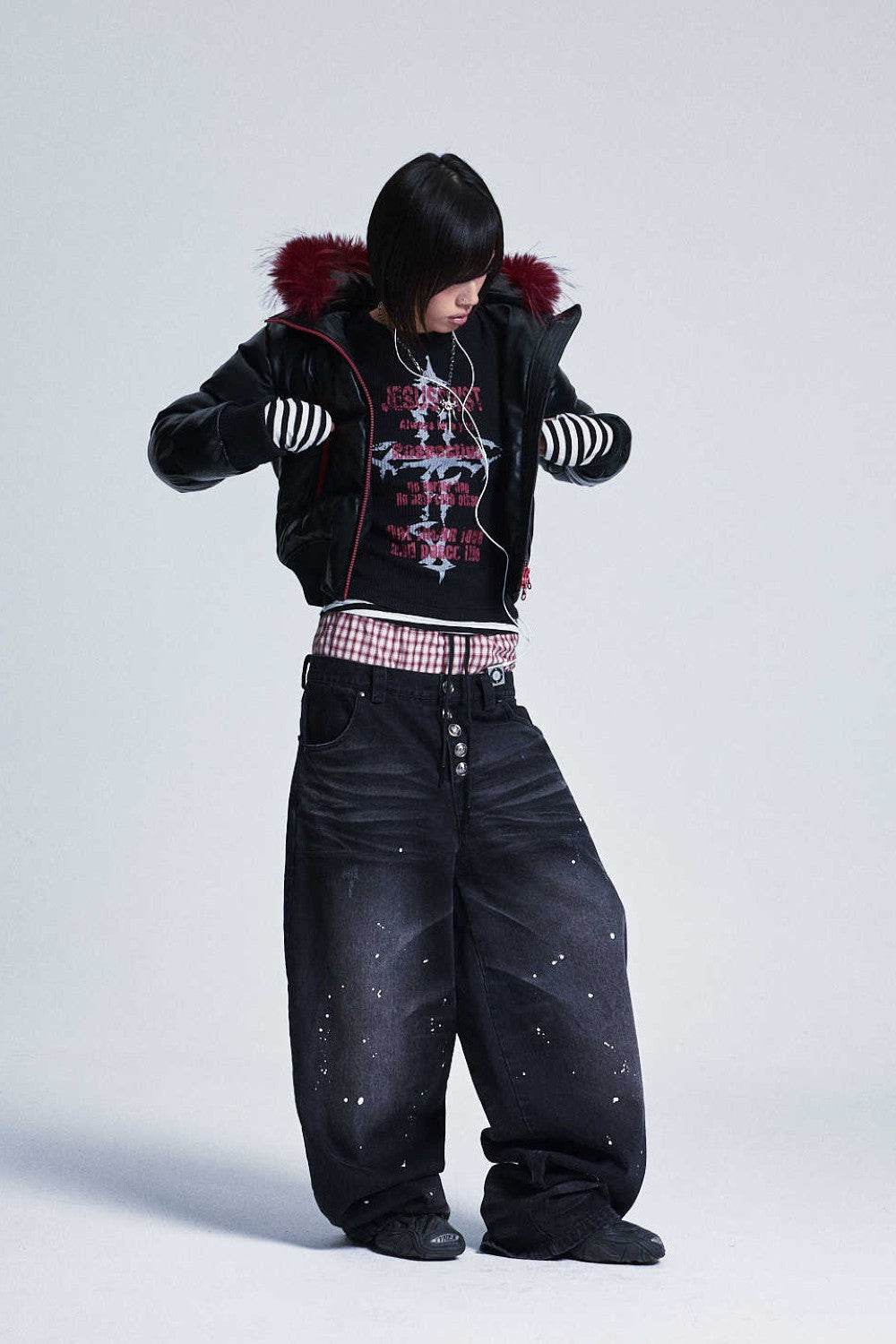 Crimson Skull Fur Puffer Jacket Y2K ダウン Crimson Skull Puffer Jacket – Pixie Rebels