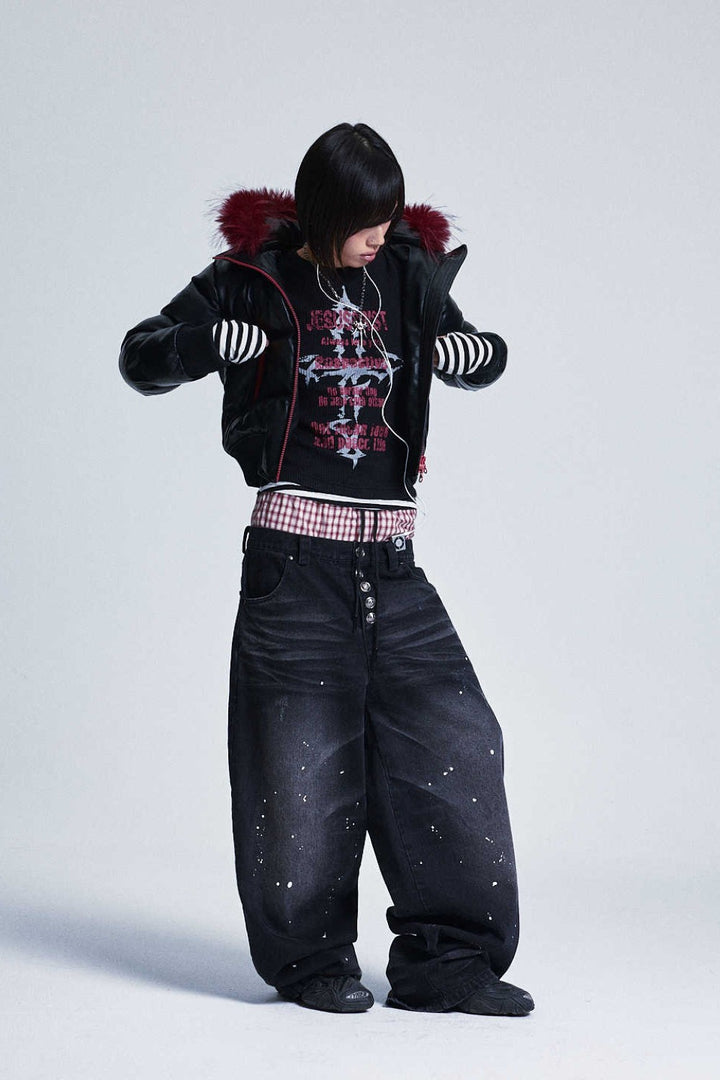 Crimson Skull Puffer Jacket