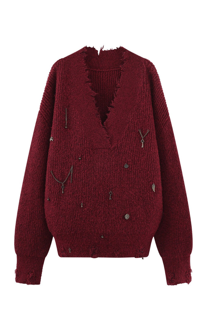 Distressed Chain Knit Sweater