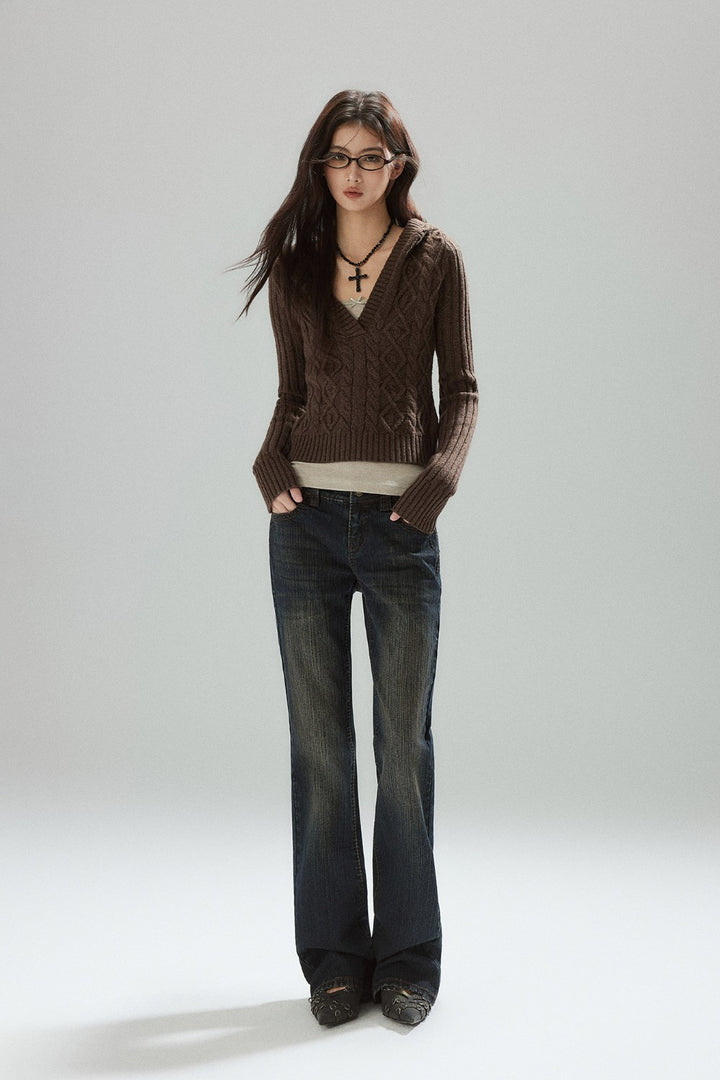 Mocha Knit Hooded Sweater