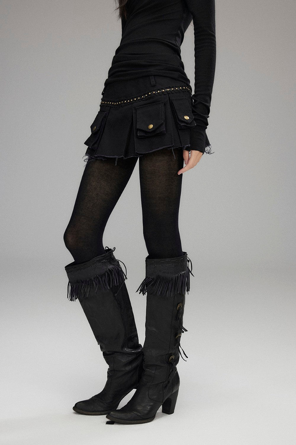 Cargo Studded Mini Skirt