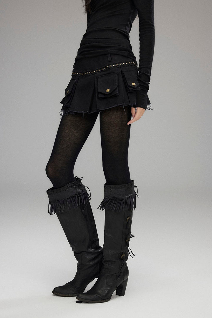 Cargo Studded Mini Skirt