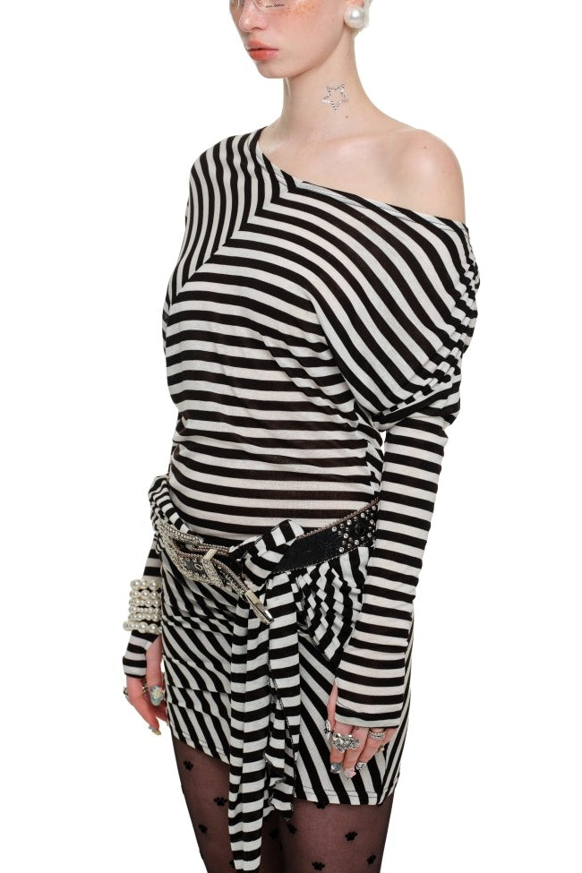 Stripe Muse Off-Shoulder Dress