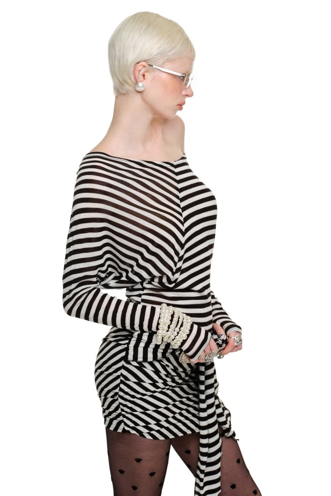 Stripe Muse Off-Shoulder Dress