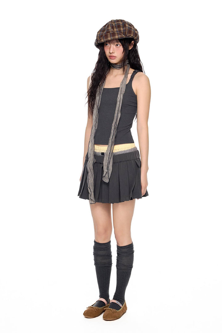 A-Line Pleated Mini Skirt