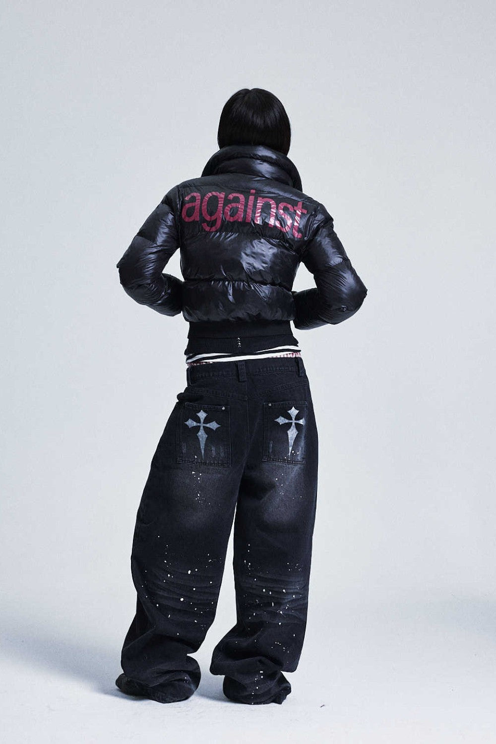 "Against" Graphic Puffer Jacket