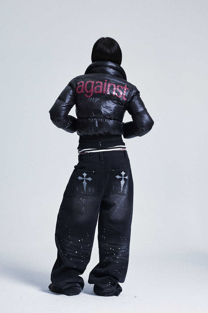 "Against" Graphic Puffer Jacket