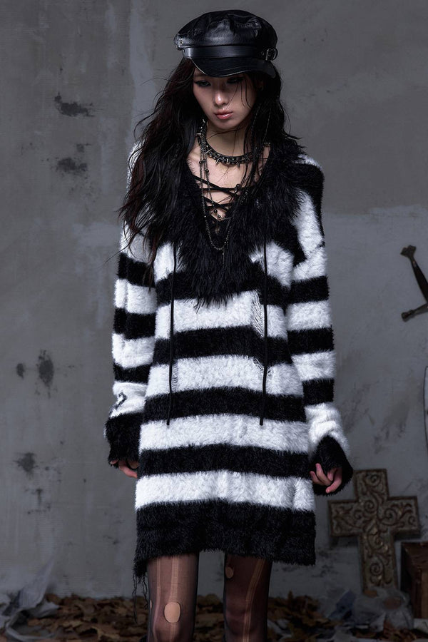 Striped Faux-Fur Knit