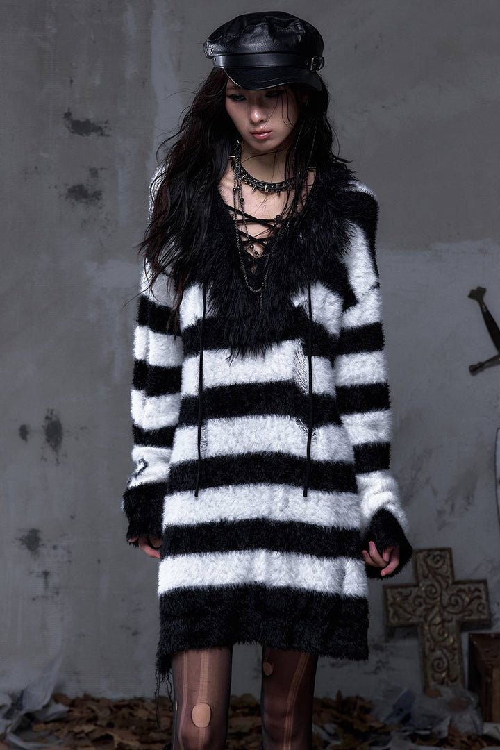 Striped Faux-Fur Knit