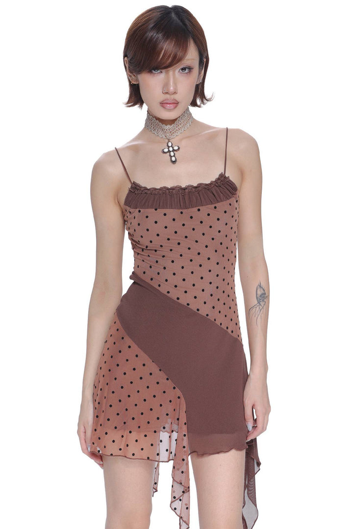 Polka Dot Asymmetric Dress
