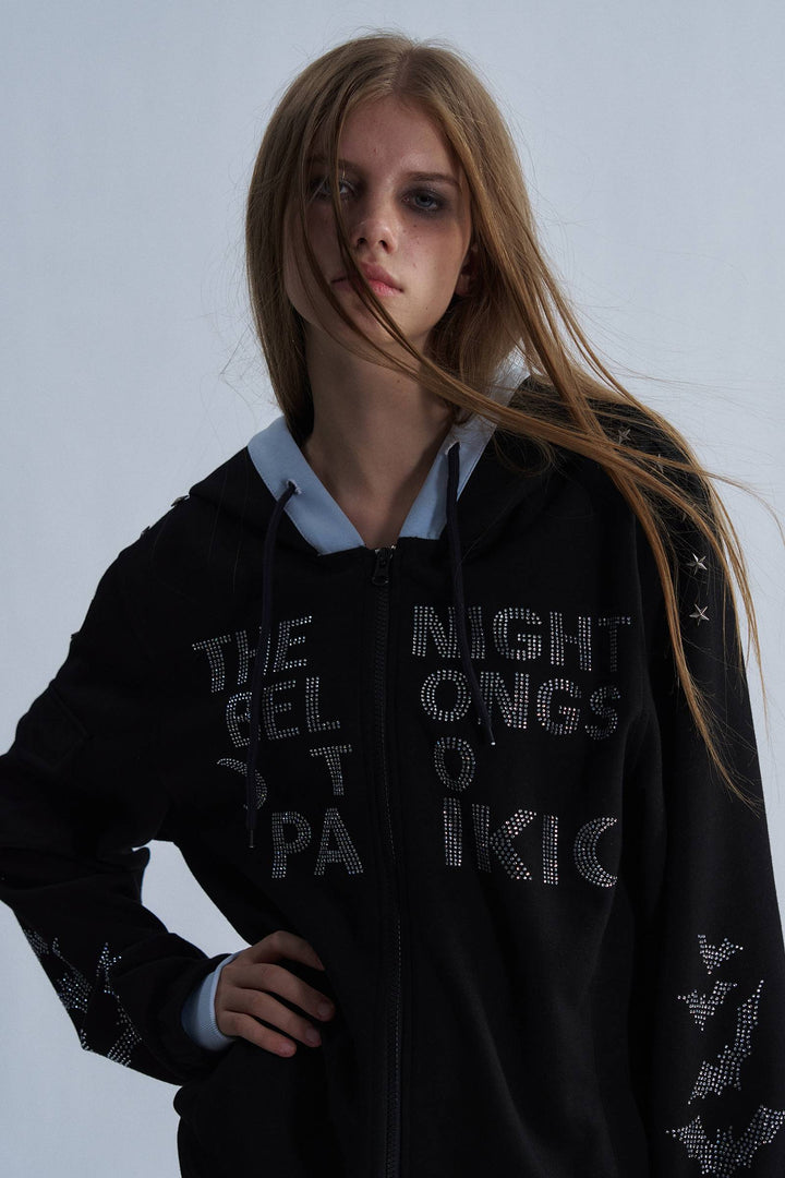 Nightfall Rhinestone Zip Hoodie