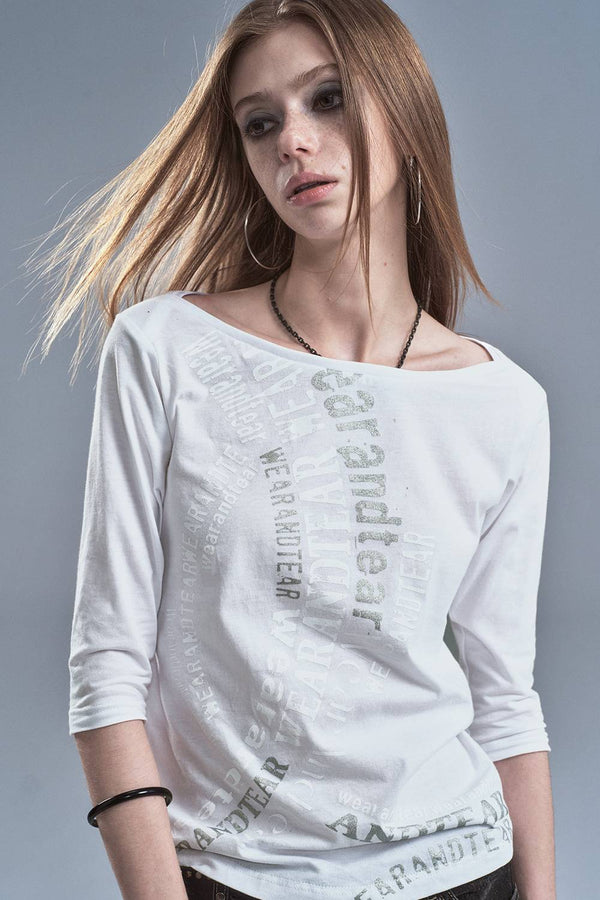 Washed Letter Print Top