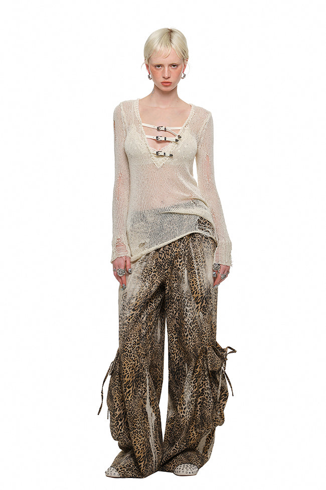 Reversible V-Neck Knit Pullover