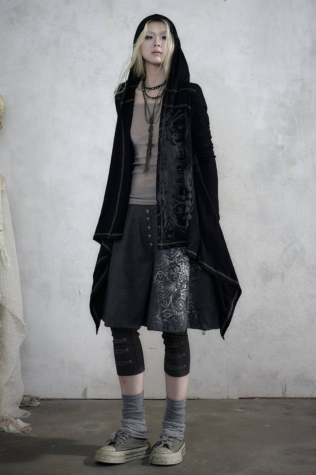 Asymmetric Hooded Long Cardigan