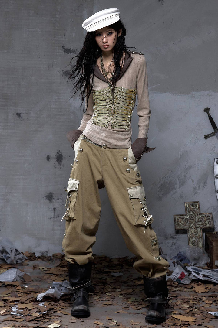 Ribbed Military Knit Top