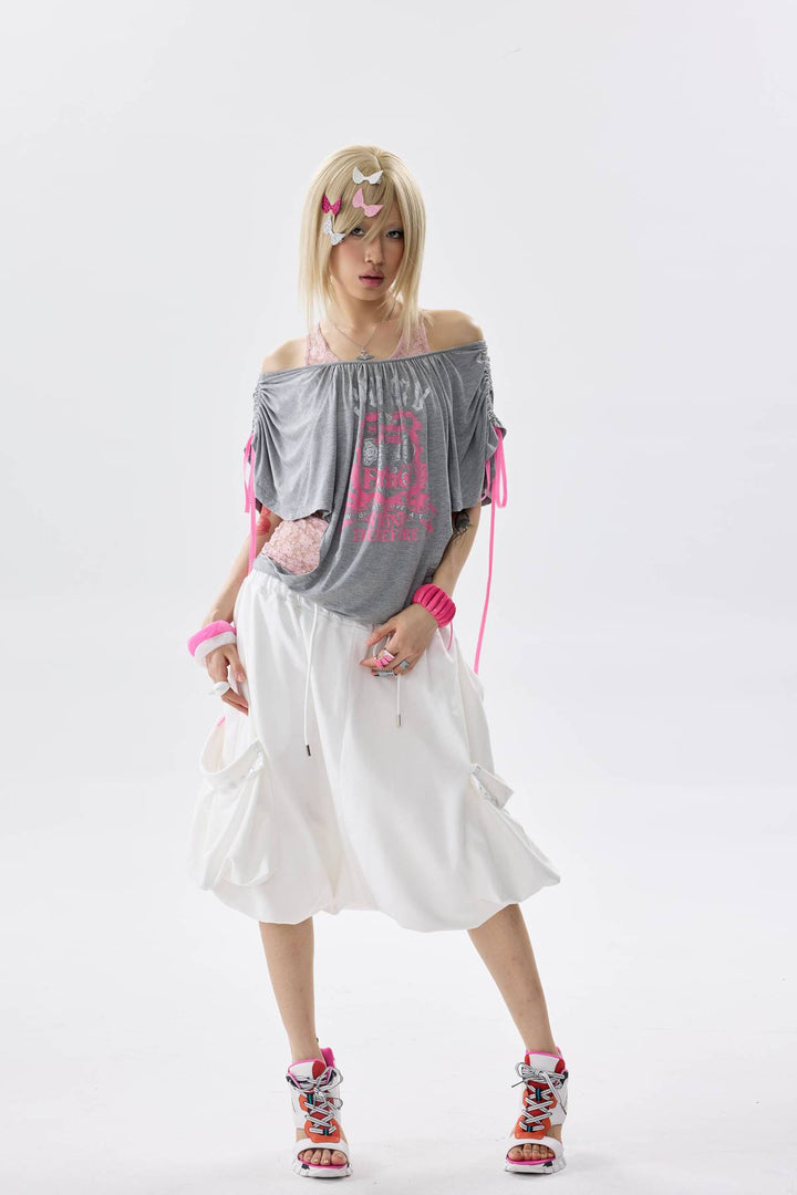 Two-Piece Asymmetric Draped Top