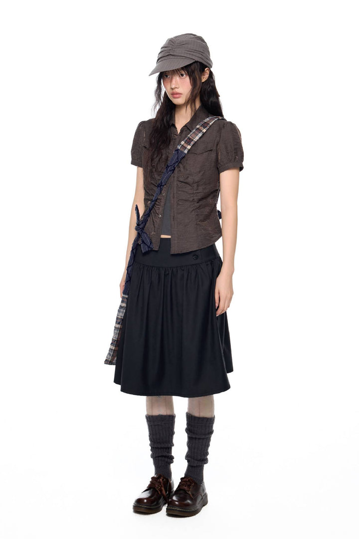 Ruched Waist Button Shirt