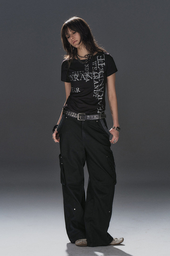 Wide Rivet Cargo Pants