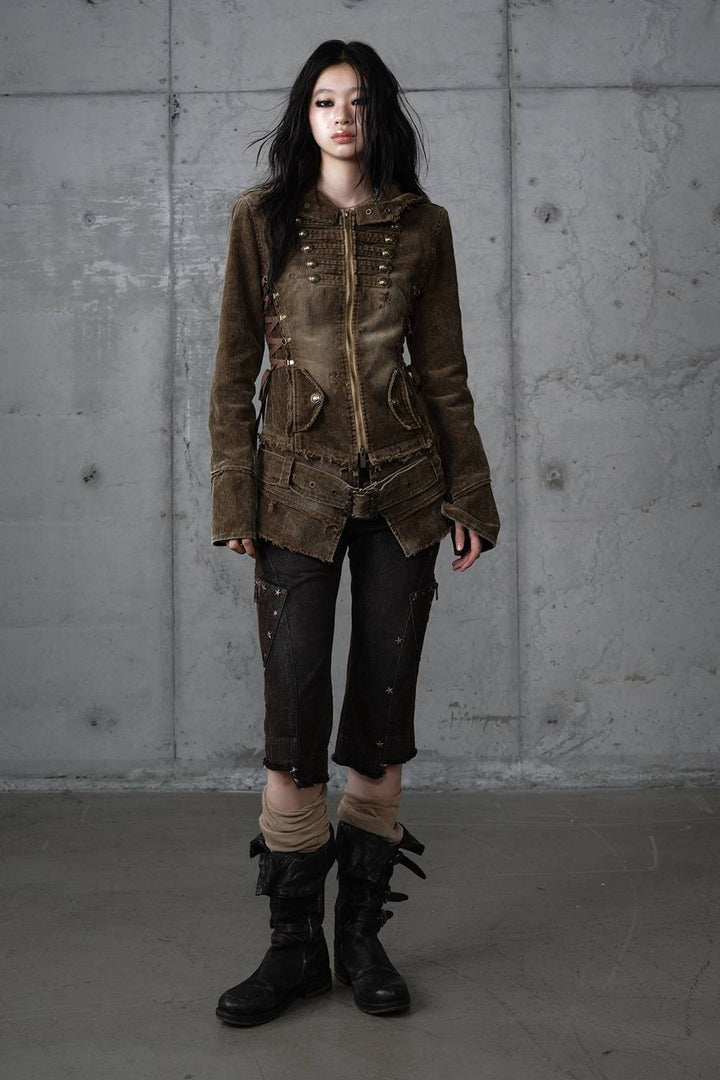 Distressed Military Cord Jacket